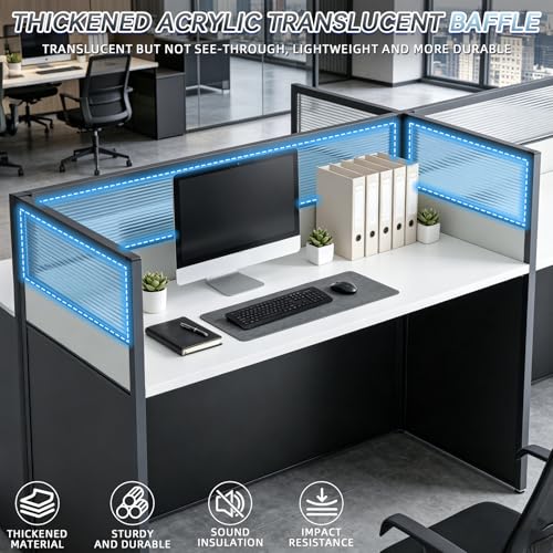 Ceridwen Office Cubicle Desk, 2 Person Workstation with Privacy Panels & Cable Management, Sturdy Computer Table for Home Office & Commercial Use