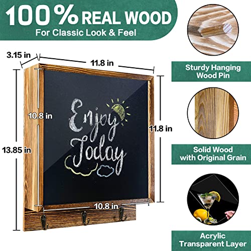 MOCAS Hidden Gun Storage, Wooden Hidden Safe with 3 Hooks, Charcoal Brown