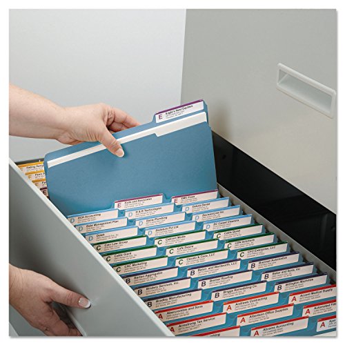 Smead 12034 File Folders 1/3 Cut Reinforced Top Tab Letter Blue 100/Box
