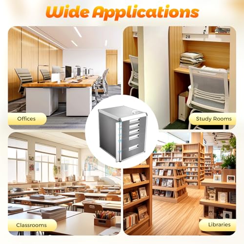 KSSTEVNBD Literature Organizer 5 Drawer File Sorters Desktop Drawer Paper Organizer with Key Aluminumy Edge File Organizer File Cabinet Executive Supplies for School