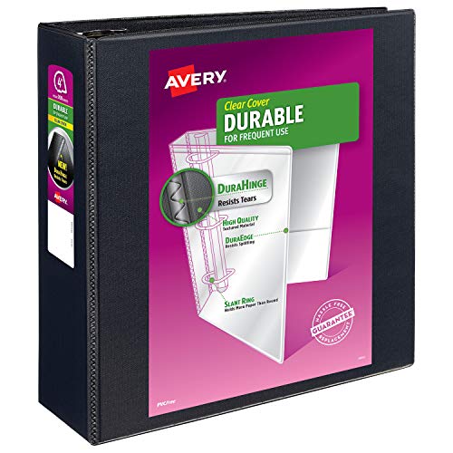 Avery Durable View 3 Ring Binder, 4" EZD Ring, Holds 8.5" x 11" Paper, 2 Black Binders (09860)