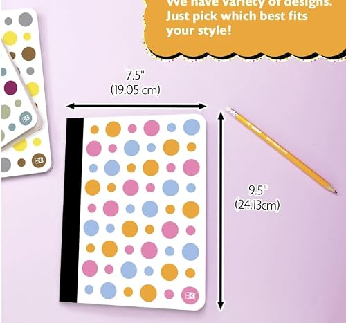 OMURA 48 Pack, Polka Dot Composition Book C/R, 100 Sheets, Assorted Color