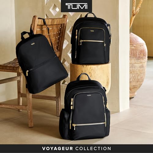 TUMI Voyageur Halsey Backpack, Holds Up to 14" Screens, Black and Gold