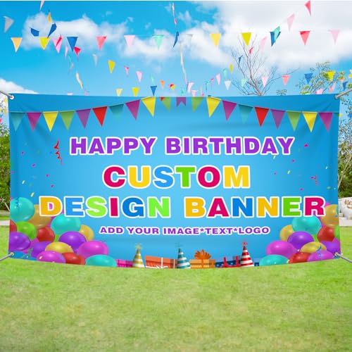 Custom Banners and Signs Personalized Customizable Full Color Design Vinyl Banners for Any Occasion Business, Birthday, Parties, Wedding, and Graduation(4'x20')