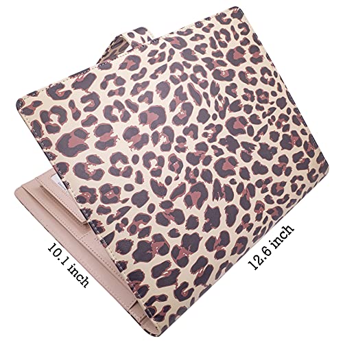 LOSOPHY Leather Padfolio - 10"x13" Leopard Print, 1 Inch Three Ring Binder Organizer for Women