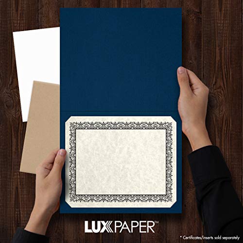 LUXPaper 9.5" x 12" Certificate Holders | Nautical Blue Linen | 100lb. Cover | 100 Qty