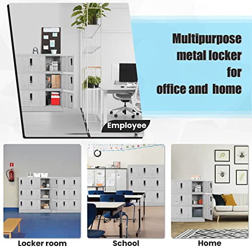 Greenvelly 9 Door Storage Locker for Employee, Metal Locker for Office, Gym, Shool, Lockable Black Steel Locker with Lock and Card Slot for Home,Garage