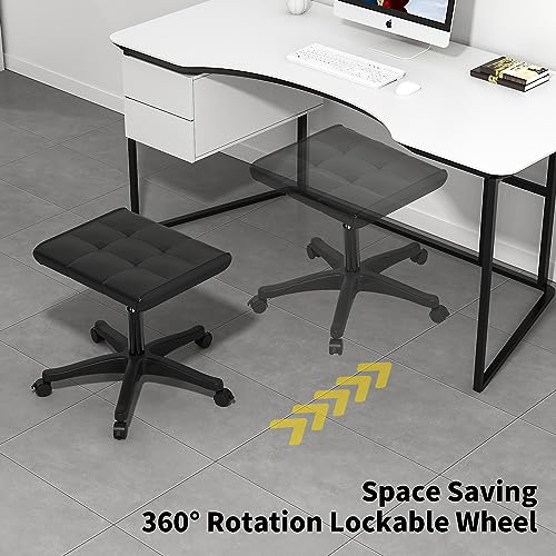 alfd suoke Mobile Footrest, Multi-Use Stool with Lockable Wheels, Under Desk Leg Rest Rolling Chair for Home Office, Adjustable Height Spa Salon Stool, Ottoman Foot Rest