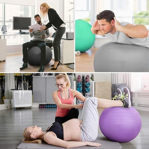 piudoiliy Ball Posture Chair, Yoga Ball Chair,Ergonomic Exercise Ball Chair,with Roller/Back Support,for Office,Adults/Pregnancy