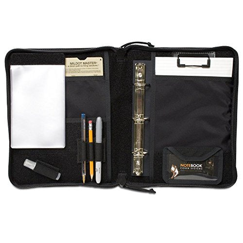 TACTICAL NOTEBOOK COVERS Tactical 3-Ring Binder Cover | Zippered Case for Military Field Admin & Map Storage | Fits 5.5” x 8.5” Paper | Tactical Organizer with Durable Protection for Field Use (Black)