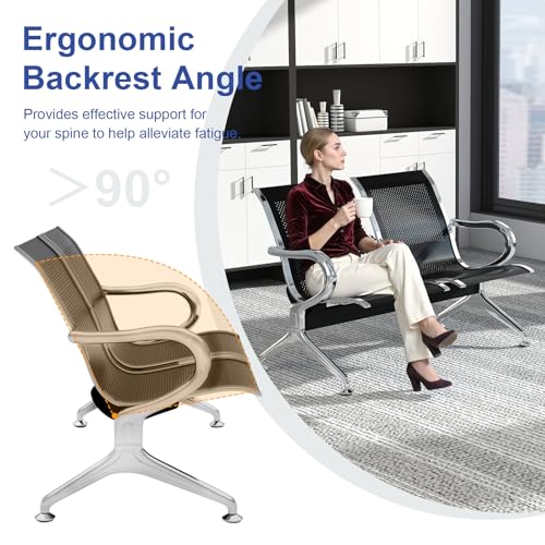 KINTNESS Waiting Room Chair - 2 Seat Reception Chair Benches Office Guest Chairs Heavy Duty Waiting Room Chairs with Arms for Lobby, Office, Bank, Hospital Bench, Black