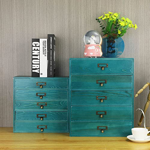 GoooodGIFT Wooden Drawers Large Wooden Box with Drawer, Blue
