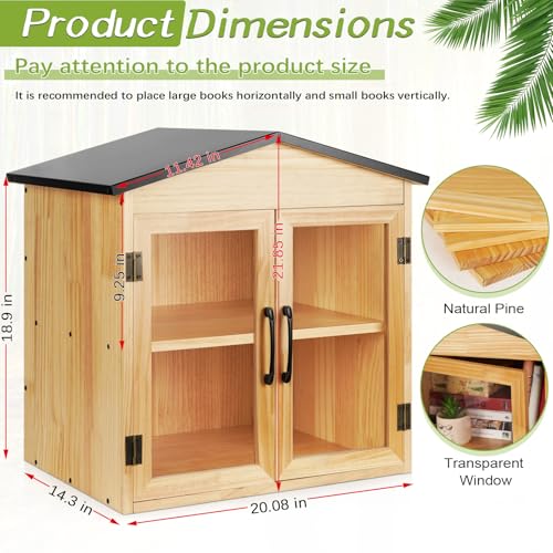 Ozzptuu 2-Tier Outdoor Library Box Exchange Box, 20x14x21 Inch