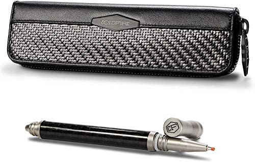 COLDFIRE TAC-OPS-SET Pen Case 2 Holder and Tactical Carbon Fiber Titanium Pen. Handmade from Carbon fiber and genuine Kangaroo Leather. Black. Luxury box. Made in Europe!