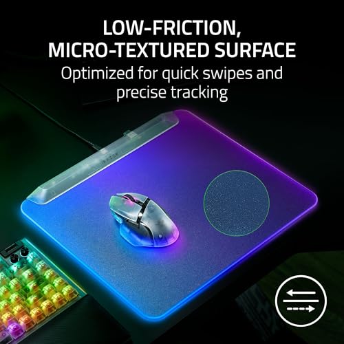 Razer Firefly V2 Pro Fully Illuminated RGB Gaming Mouse Mat, Phantom White