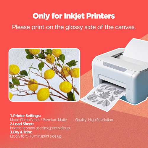 Canvas Paper for Printing, 30 Sheets Printable Fabric Cotton Canvas - 8.5x11 Inch Heavyweight 340GSM Matte Finish Sheet for Inkjet Printer, No Watermark Ideal for DIY Crafts & Photo(CP-30)