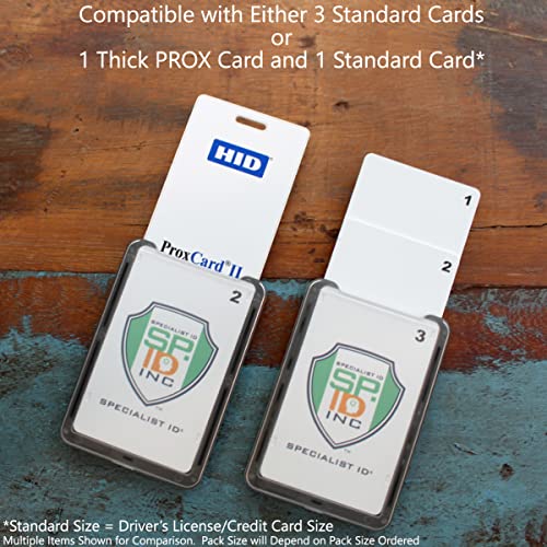 Bulk 25 Pack - Specialist ID Vertical Top Load Three Card Badge Holder - Hard Plastic with Heavy Duty Breakaway Lanyard w Quick Release Metal Clip & Key Ring - Holds 3 ID Cards Inside (Blue)