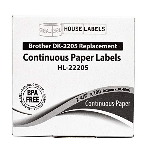 HouseLabels Compatible with Brother DK-2205, 2-4/9" x 100'