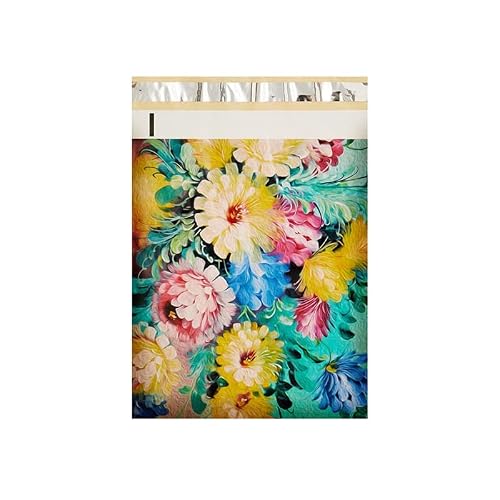 JSEIAJB 50Pcs Flower Envelope Mailing Bags Color Pattern Plastic Courier Bags Waterproof Self Adhesive Seal Pouch Shipping Bags