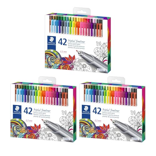 STAEDTLER 3 Pack - Fineliner triplus 42 (3 sets of 42 pcs), 126 Count