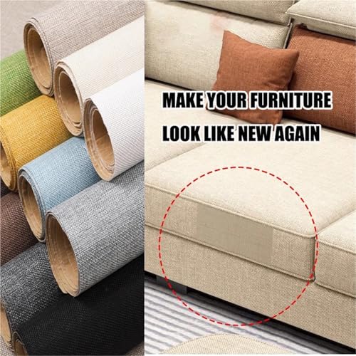 Linen Repair Patch, 19.7x57.87 Inch Inch Self-Adhesive Linen Fabric Patches Tape for Linen Sofa Repair and Linen Clothes Repair(Beige)
