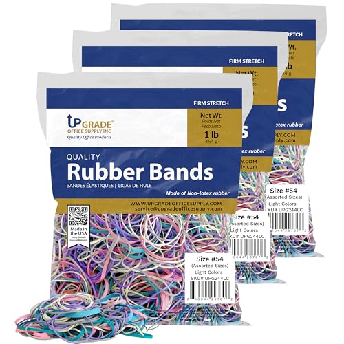 Upgrade Office Supply Rubber Bands, Assorted Size and Color, 3 Pack, USA