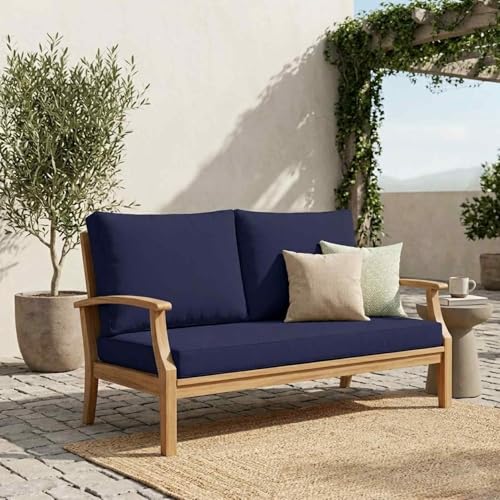 DLLDLGG Outdoor Loveseat Cushions, Waterproof Couch Deep Seat Cushion Replacement Backyard Furniture Pads with Zipper & Non-Slip Straps for Bench Swing Patio