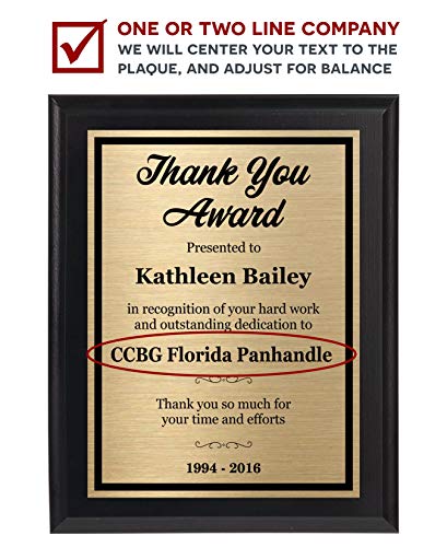 Thank You Award Plaque 8x10 Personalized Gift for Employee Appreciation and Recognition for Co-Worker, Family or Friend - Customize Now!