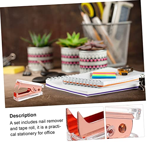 1 Tape seat Nail Remover Shipping Tape Dispenser Clear Tape Holder Paper Tape Dispenser Desk Accessories Staple Puller and Tape Dispenser Stationary Adhesive Tape Alloy Office (Golden 12.00X6.