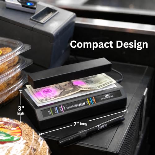 Dri Mark Tri Test - Counterfeit Bill Detector Machine w/AC Adapter - 3 Tests in 1 - Paper, Security Strip and Watermark Tests, Accurate Money Tester Machine with Counterfeit Detection Pen