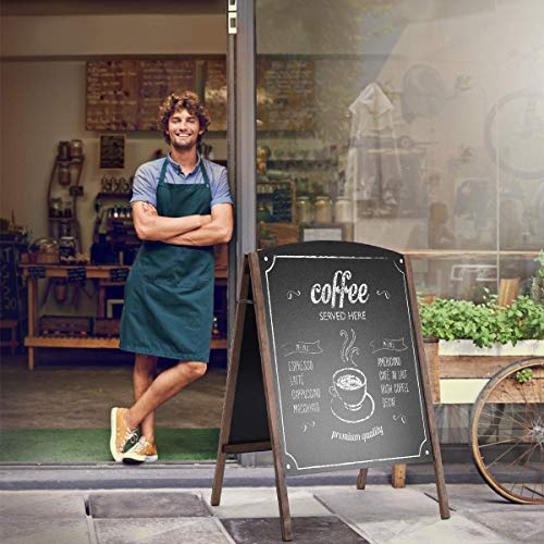 Tangkula 40 x 26 Inches A-Frame Chalkboard Sign, Rustic Wooden Double-Sided Standing Sidewalk Chalkboard Sign Sandwich Board, Ideal for Businesses Wedding Announcements & Events