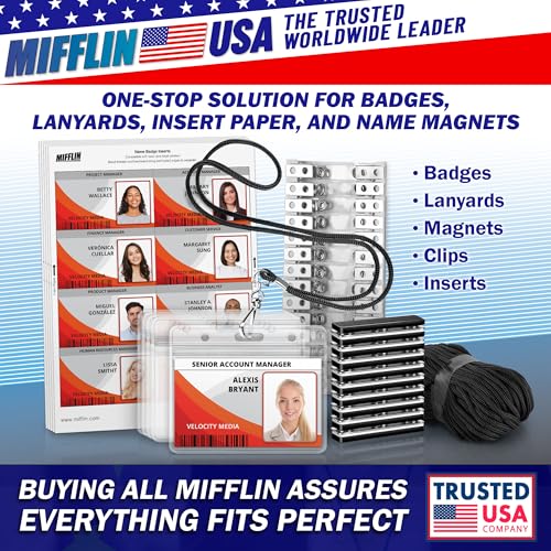 Mifflin-USA Horizontal ID Name Badge Holder (Clear, 3.5x2.25 Inches, 250 Pack), Waterproof and Resealable Plastic Card Holders