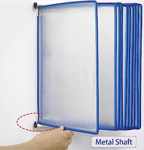 QTNLFCKVZ A4 wall mounted document holder, A4 Wall Hanging Display Book, 10 Pockets Presentation Project Folder for Files(Geel)