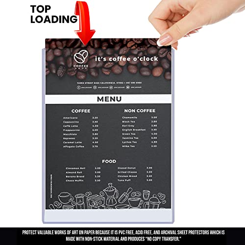 250 Pack 8.5 x 11 Rigid Print Protectors, Clear Hard Plastic Page Protectors, Top Loading Waterproof Plastic Sleeves for Paper, Photos, Documents, Birth Certificates, Acid-Free - Performore