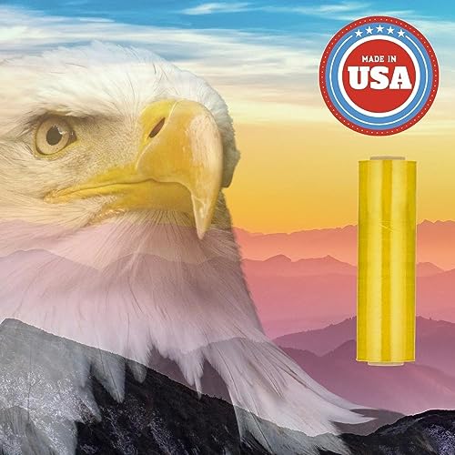 PSBM 8 Rolls Yellow Stretch Film/Wrap 20 Inch x 1000 Feet, 70 Gauge Heavy Duty Industrial Strength Shrink Plastic Wrap for Moving, Packing, Shipping, Pallet Wrapping & Storage