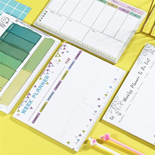 NSUQOA JSEIAJB A4 Weekly Planner Plan Notebook 54 Sheets Schedule Organizer Notepad School Office Supplies Stationery(Black)