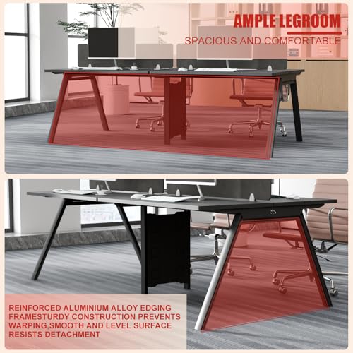 CUFEFi 4-Person Office Cubicle Desk,Office Cubicle Workstation with Privacy Panels & Cable Management,Collaborative Staff Desk with Mute Dividers,Durable Computer Table for Home, Office (Black)