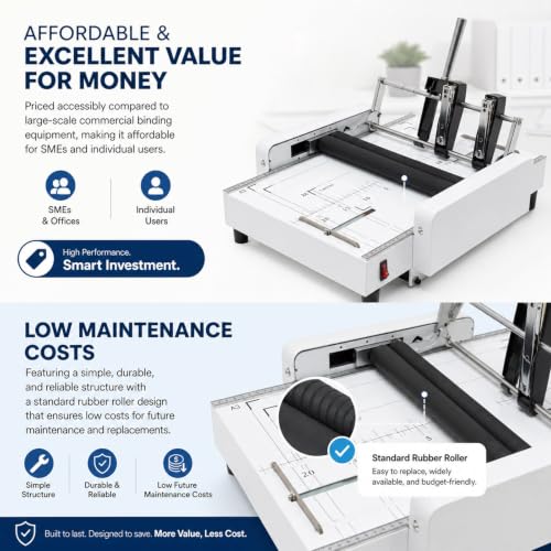 GmhXylophyte Booklet Maker Machine, A3 Paper Folder Stapler Machine 2-in-1 Design with Silicone Folding Rollers, Stable Paper Feeding; Minimizes Paper Jams, Rugged and Durable C