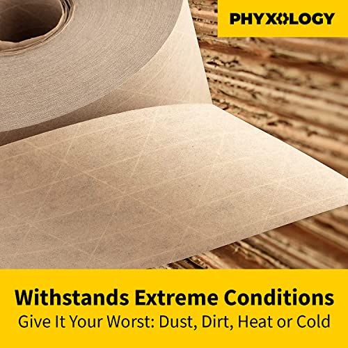 Ultra Durable Water-Activated Tape for Secure Packing 5Pk. 2.75In, 450Ft Brown Kraft Gum Tape Provides Heavy Duty Adhesive for Packaging and Shipping. Fiberglass Reinforced for Extra Strong Bond.