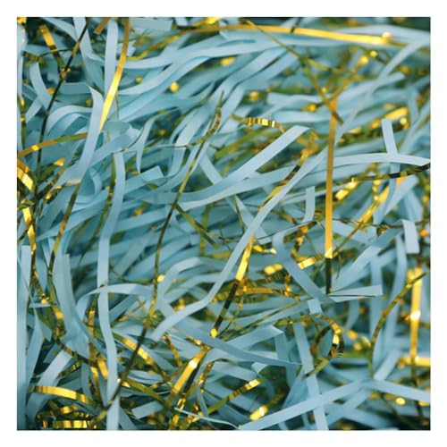 ETAZMDITE Shredded Paper for Gift Boxes, Glitter Shredded Tissue Paper Multicolor Gift Filling Material With Gold Threads 500g-1000g(Lightblue,1000 g)