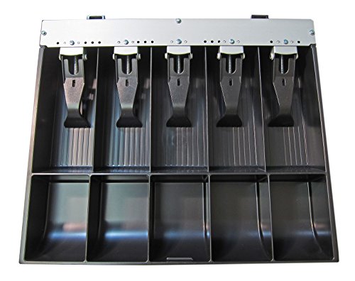 APG Manual 16.2" Point of Sale Cash Drawer | Vasario Series VP101-BL1616 | Push-Button Operation | Plastic Till with 5 Bill/ 5 Coin Compartments | Black