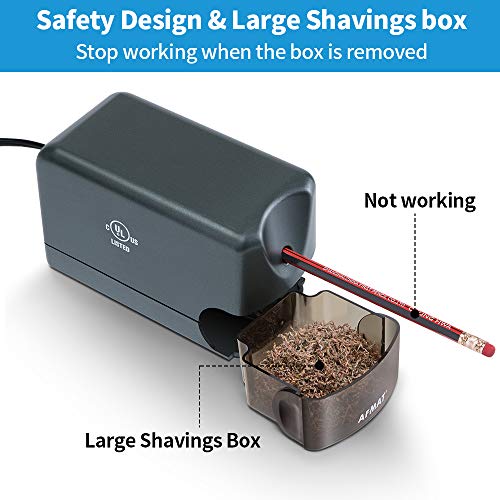 AFMAT Electric Pencil Sharpener, Heavy Duty Pencil Sharpeners for Classroom, Home, UL Listed Pencil Sharpener for 6.5-8mm No.2/Colored Pencils, 10000+ Sharpenings, Gray PS66