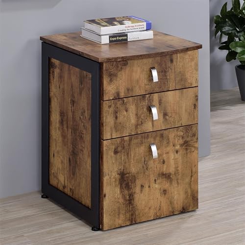 LOONGYOON 3 Drawer Wood Vertical File Cabinet for Office Home School Versatile Filing Organization Storage Cabinets Under Desk Office for Letter Size Printer Stand Assembly Required Antique Nutmeg