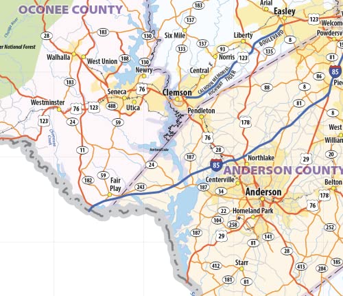 South Carolina Laminated Wall Map (48" wide x 38" high)