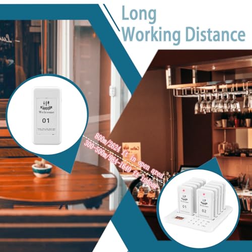 YYCALLING Restaurant Pager,Pagers for Restaurants 10 Guest Pagers,Buzzers Social Distancing, 98 Chanels with Vibration, Flashing and Buzzer for Food Truck, Restaurant, Food Court（Black）