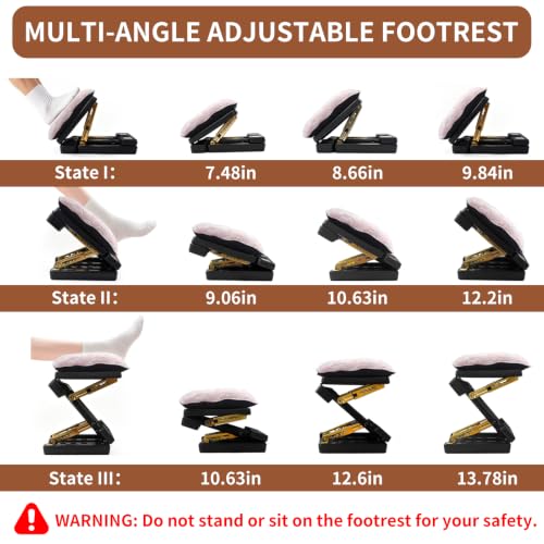 Foot Rest for Under Desk at Work, Detachable Soft Cushion pad, Adjustable
