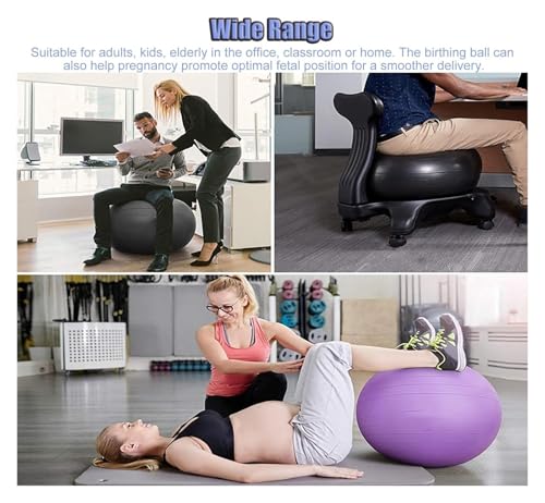 OneGrifN Yoga Ball Chair,Yoga Ball，Exercise Ball, Yoga Ball Chair Stability Exercise Ball Chair for Office Black Yoga Ball Chair with Wheels &Back Support Balance Ball Seat to Relieve