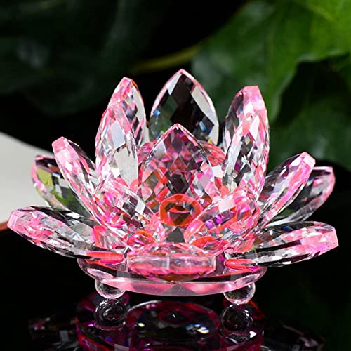 Fengshui Crystal Flower Crafts Glass Paperweight Ornaments Figurines Home Wedding Party Decor Gifts Souvenir,Pink,200mm
