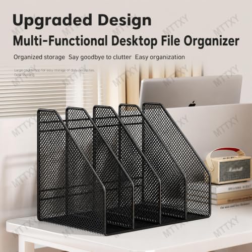 4-Slot Metal File Organizer, Vertical Desktop Folder Rack
