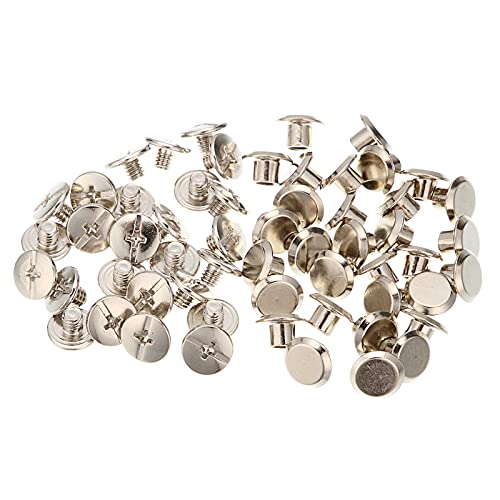 CekoCk 200pcs Nickel Plated Binding Rivet Screw M5 Chicago Screws for Photo Album Book Leather Craft Belt Wallet Mounting (Color : As Show, Size : 12mm)